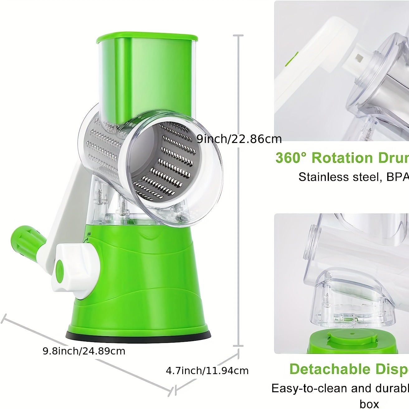Manual 3?in?1 Vegetable Cutter & Drum Grater | Round Slicer | Multifunctional Kitchen Gadget - Image 2
