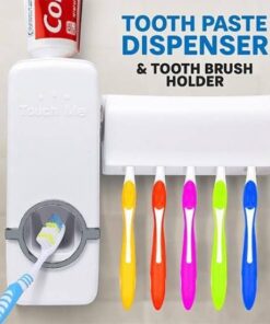 Automatic Toothpaste Dispenser With Toothbrush Holder Easy Use Bathroom Accessory