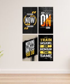Set Of 4 Motivational Wooden Canvas Frames For Wall Decore / Sticky Phototiles Frames