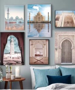 Decoration home decoration item 6 pcs iSLAMIC fRAME board wall decor photo on wall PHOTO TILE canvas art decor for home easy set up with both side tape