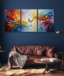 Set Of 3 Sticky Wooden Canvas Frames For Wall Decore Aesthatic Art / Sticky Phototiles For Room Wall Decoration