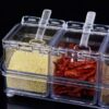 Crystal Seasoning Box With 4 Compartments And Spoons – Transparent Spice Storage Container Set For Kitchen Organization - Image 4