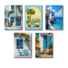 Set of 5 Italian Vintage Homes Art Themed Wall Art Wooden Sticky Photo tile Frames for Wall Home and Girls Room Decoration
