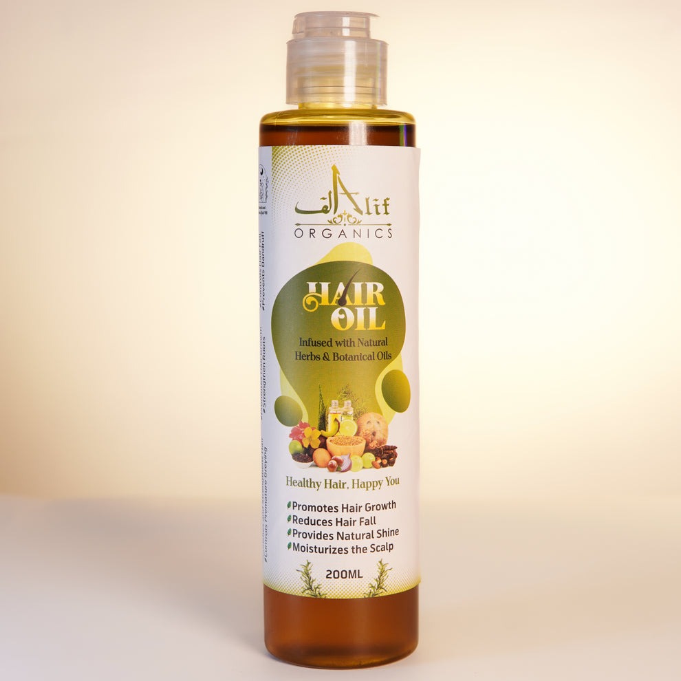 Alif Organics Natural Hair Oil | Infused with Herb & Botanical Oils | Promotes Growth & Reduces Hair Fall | 200ML - Image 2