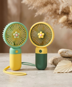 3 Speed Rechargeable Hand Fan – Mini Handy Fan For Kids With Stand (Random Color)