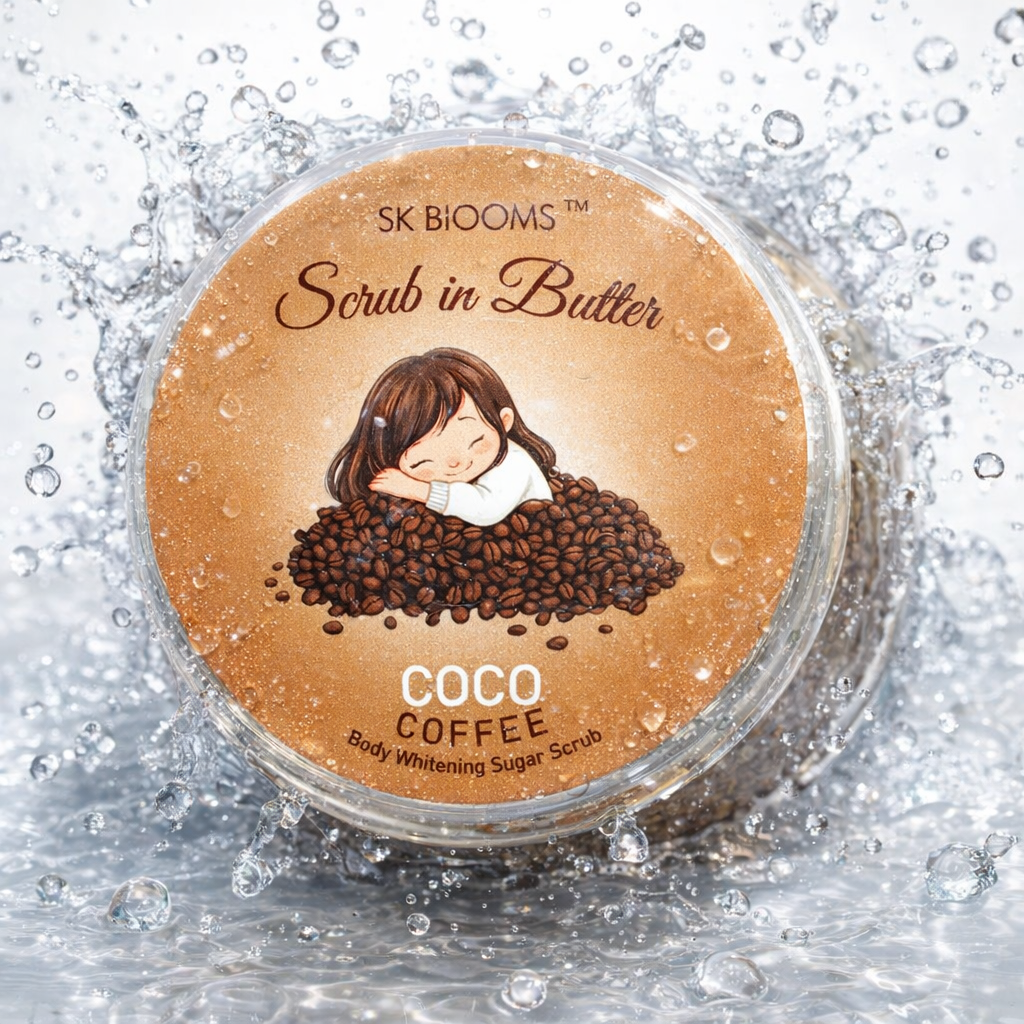 SK Blooms Coco Coffee Scrub in Butter | 2-in-1 Body Whitening Sugar Scrub | Natural Exfoliating & Moisturizing Skin Care - Image 4