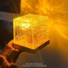 Dynamic Rotating Water Ripple Night Light 3 Colors Flame Crystal Lamp for Living Room Study Bedroom (No remote Attached USB cable)