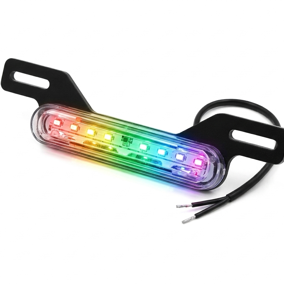 RGB Motorcycle License Plate Light Bar – Chasing LED 12V Slim RGB LED Plate Bar for Motorcycles