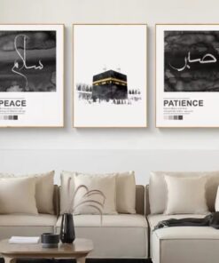 Decoration home decoration item 3 pcs iSLAMIC fRAME board wall decor photo on wall PHOTO TILE canvas art decor for home easy set up with both side tape