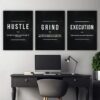 Set Of 3 Motivational Wooden Canvas Frames For Wall Decore / Sticky Phototiles Frames
