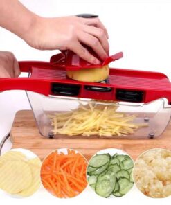 10 in 1 Mandoline Slicer Vegetable Cutter with Stainless Steel Blade Manual Potato Peeler Carrot Cheese Grater Dicer Kitchen Tool-Pink with box