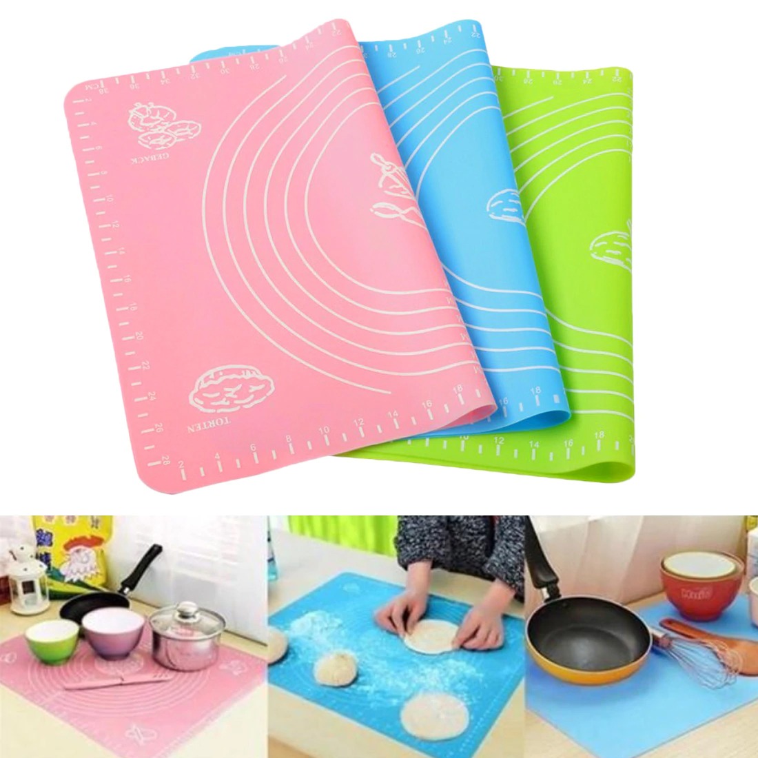 Silicone Baking Roti Mat | Heat Resistant | Non?Stick Dough Pad with Measurements | Random Color