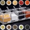 Crystal Seasoning Box With 4 Compartments And Spoons – Transparent Spice Storage Container Set For Kitchen Organization - Image 2