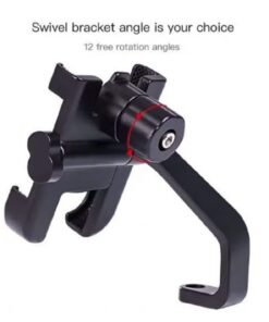 C2 Universal Aluminum Motorcycle Phone Holder – 360° Adjustable Handlebar Mount Stand for Secure Mobile Grip