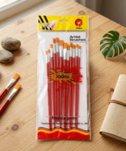Writing Brush Set 12 Pcs Plastic Handle Flat Tip Brushes For Acrylic Oil And Watercolor Painting