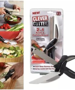 New Smart Clever Cutter Scissor 2 In 1 Cutting Board Utility Cutter Stainless Steel Outdoor Vegetable Knife Multi Function