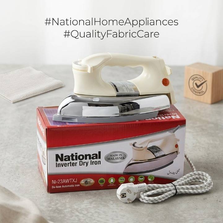 National Inverter Dry Iron 400 Watt Low Power Energy Efficient Solar Compatible Electric Iron Non Stick Soleplate Lightweight Fast Heating - Image 2