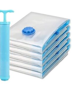 5-Pack Vacuum Storage Bags with Hand Pump – Space-Saving Compression Bags for Bedding & Clothes
