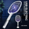 USB Rechargeable Mosquito Racket With Stand – Electric Insect Killer Bat For Indoor And Outdoor Use | Insects Killer | Mosquito Killer Racket (Random Color) - Image 3