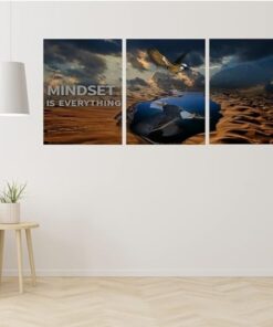 set of 3 Motivational sticky canvas frames for wall decore / sticky phototiles for office and home workplace
