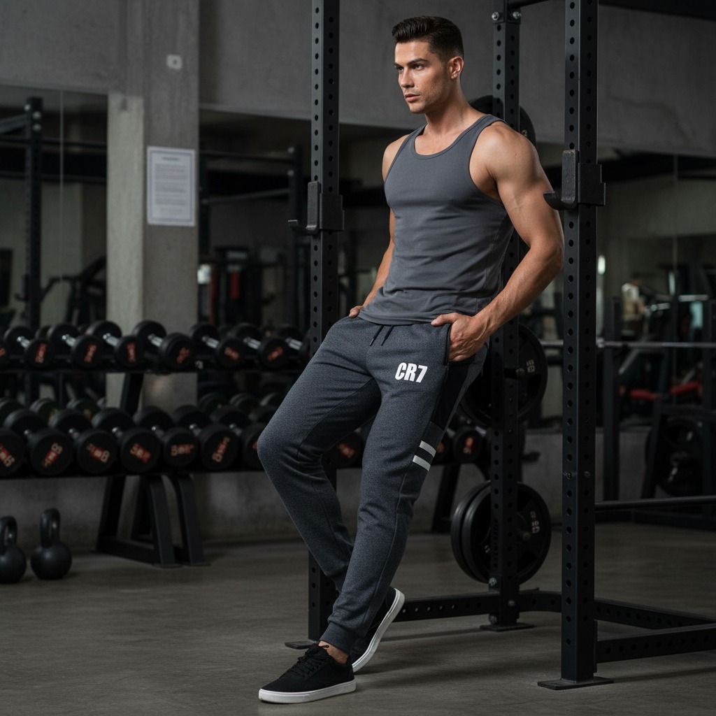 CR7 Zipper Trouser For Men French Terry Fabric Adjustable Waist 28 To 34 Inches Length 40 Inches - Image 2