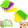 Silicon Ice Cube Tray With Lid | 36-Cube Honeycomb Shape Ice Mold | Durable Freezer Tray With Cover | Random Color - Image 3