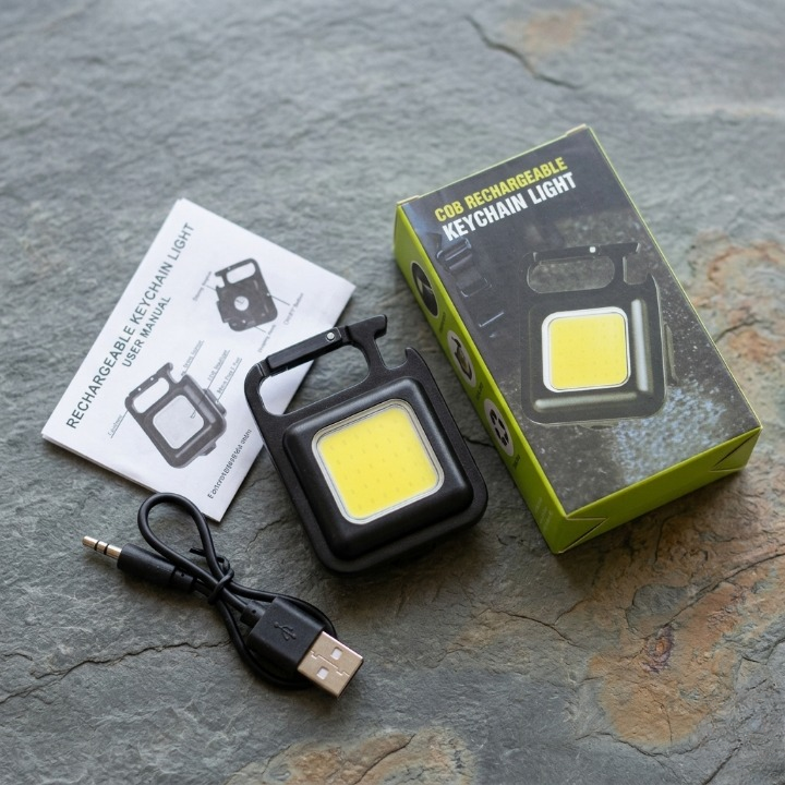 COB Rechargeable Keychain Light – Ultra Bright Metal Body Emergency Light with Type-C Charging (With Cable) - Image 2