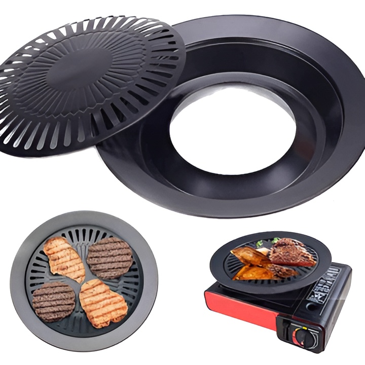 Non Stick Grill BBQ 32cm / BBQ Grill Frying Pan Non-Stick Korean Traditional Cast Iron Grill Pan - Image 3