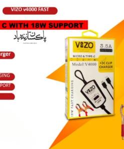 V4000 Dual Cable Clip Charger | Best Quality Type C Charger - 18W Charger - Vizo Charger | DC Clip Charger with Micro & Type-C Cable - 3.5 A