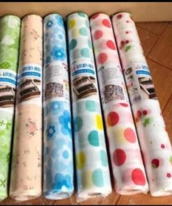 Non Slip Kitchen Printing Antibacterial Cabinet Plastic Foam Household Wardrobe Moisture Drawer mat Shelf Sheets (45×200) (random color)