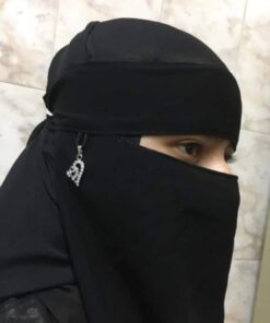 Chiffon Saudi Locket Niqab - Premium A1 Quality Black Face Veil (Black) (Random Locket )