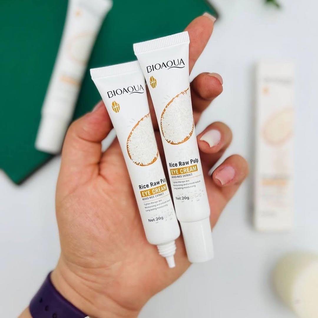 BioAqua Rice Brightening Eye Cream Rice Raw Pulp Eye Cream Acne Scar Removal - 20g - Image 4
