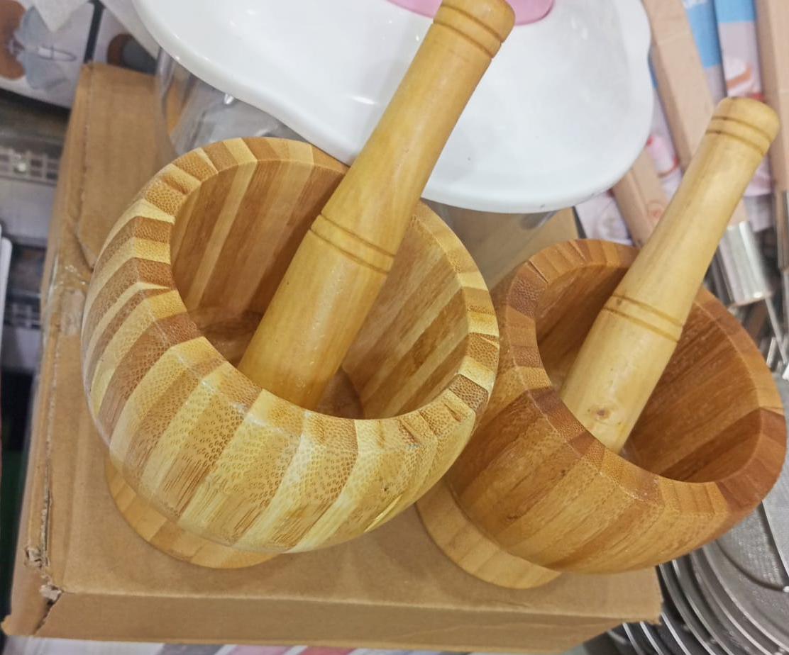 01 Set Wooden Pestle and Mortar For Crushing | Woden chattu watta for Grinding Nuts Dates and other Ingredients - Image 3