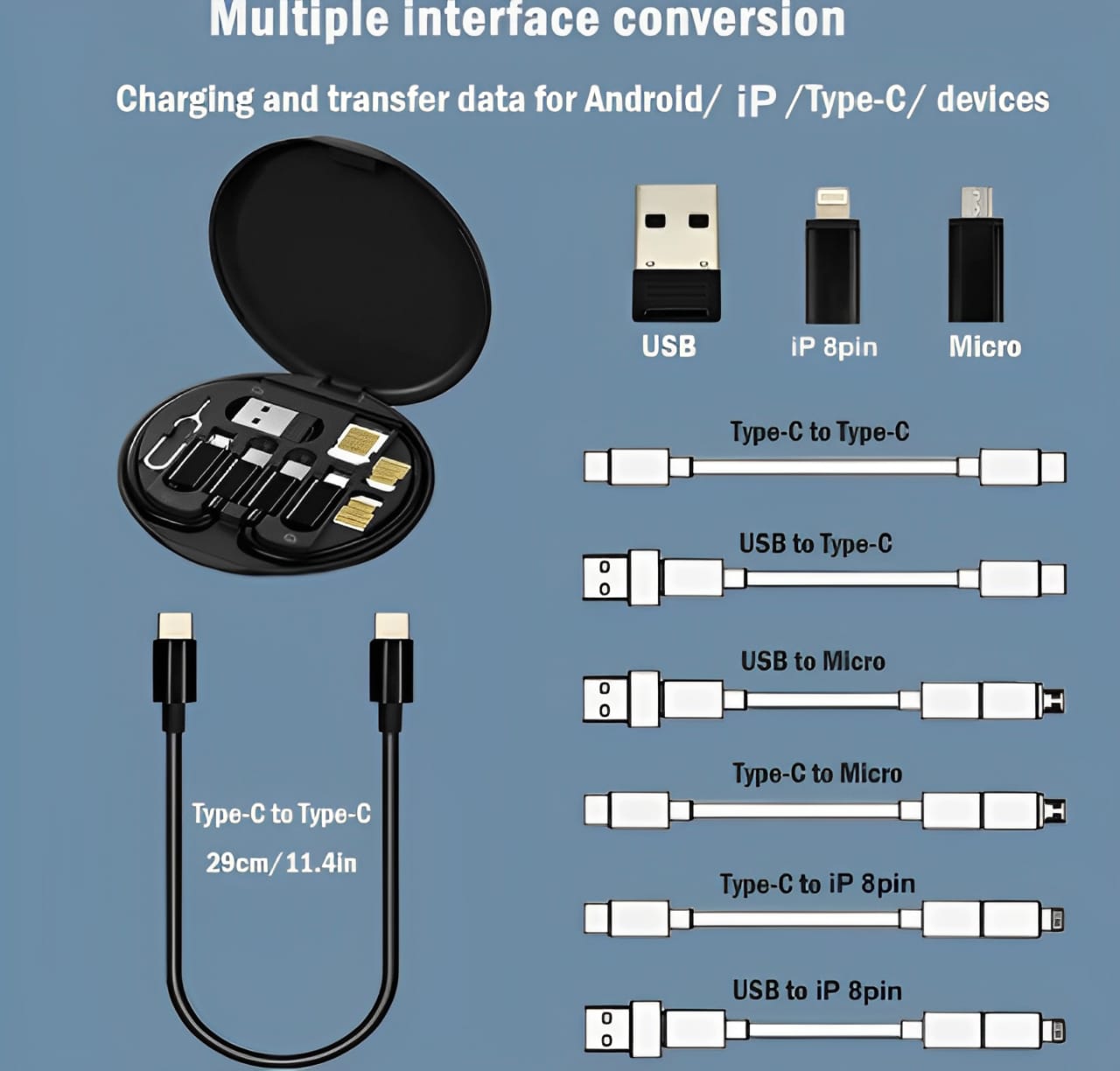 ( 5 in 1 ) Data Cable Set All Solutions in One | Data Cable Set 60w Fast Charging - Random Color - Image 2