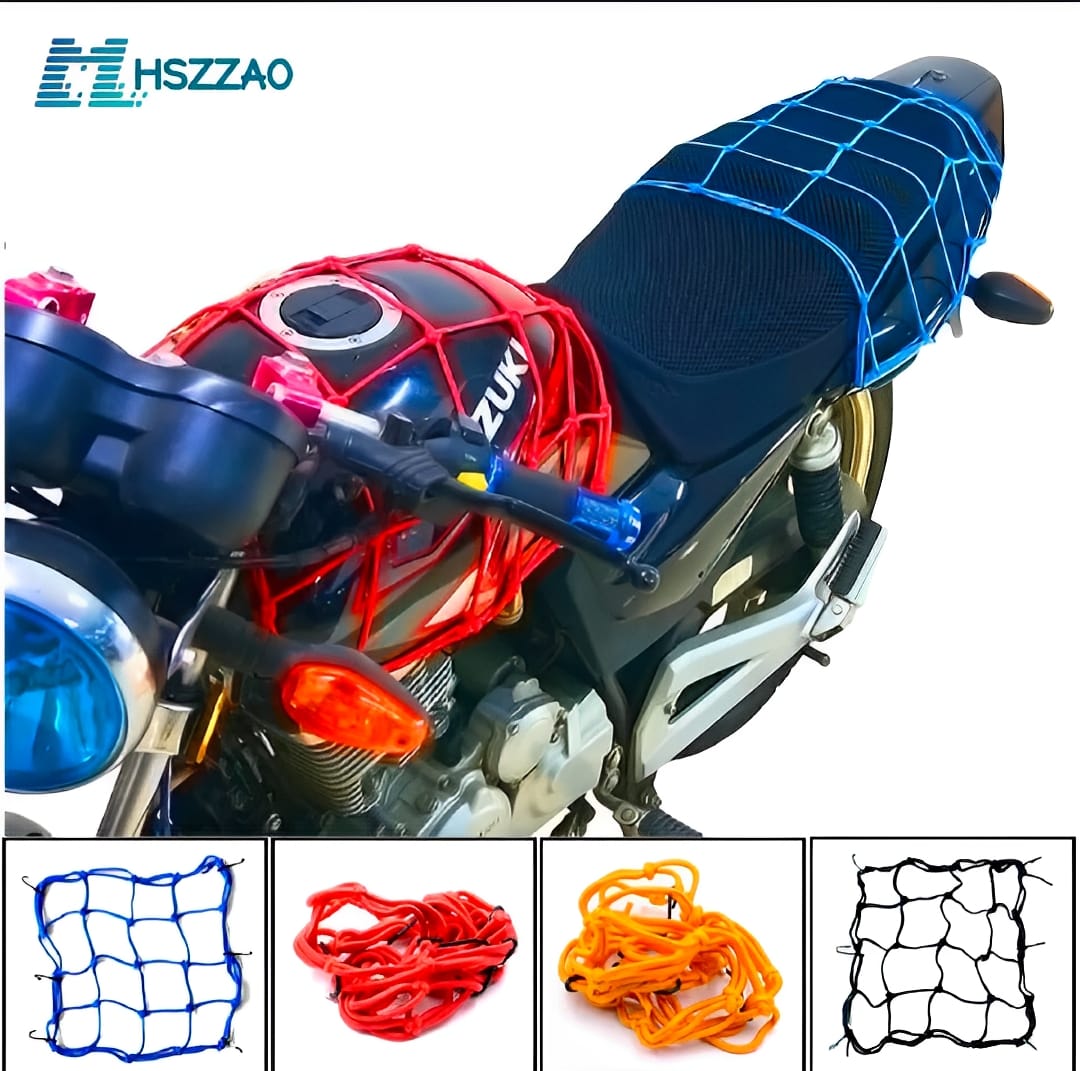 Motorcycle Flexible Cargo Net – Helmet Holder & Luggage Mesh with Hooks (random color) - Image 2