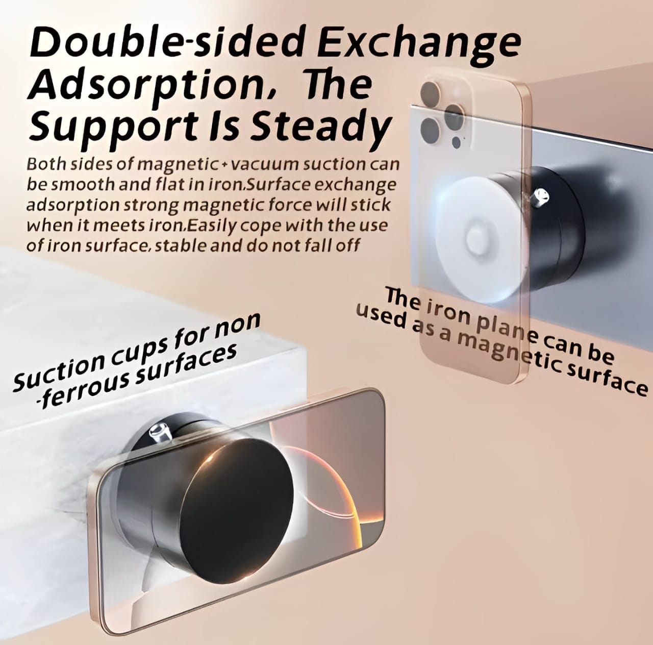 Universal Vacuum Magnetic Suction Cup Stand | Double-Sided Folding Swivel Phone Holder - Image 4