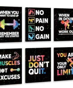 set of 6 Motivational sticky canvas frames for wall decore / sticky phototiles for office and home workplace