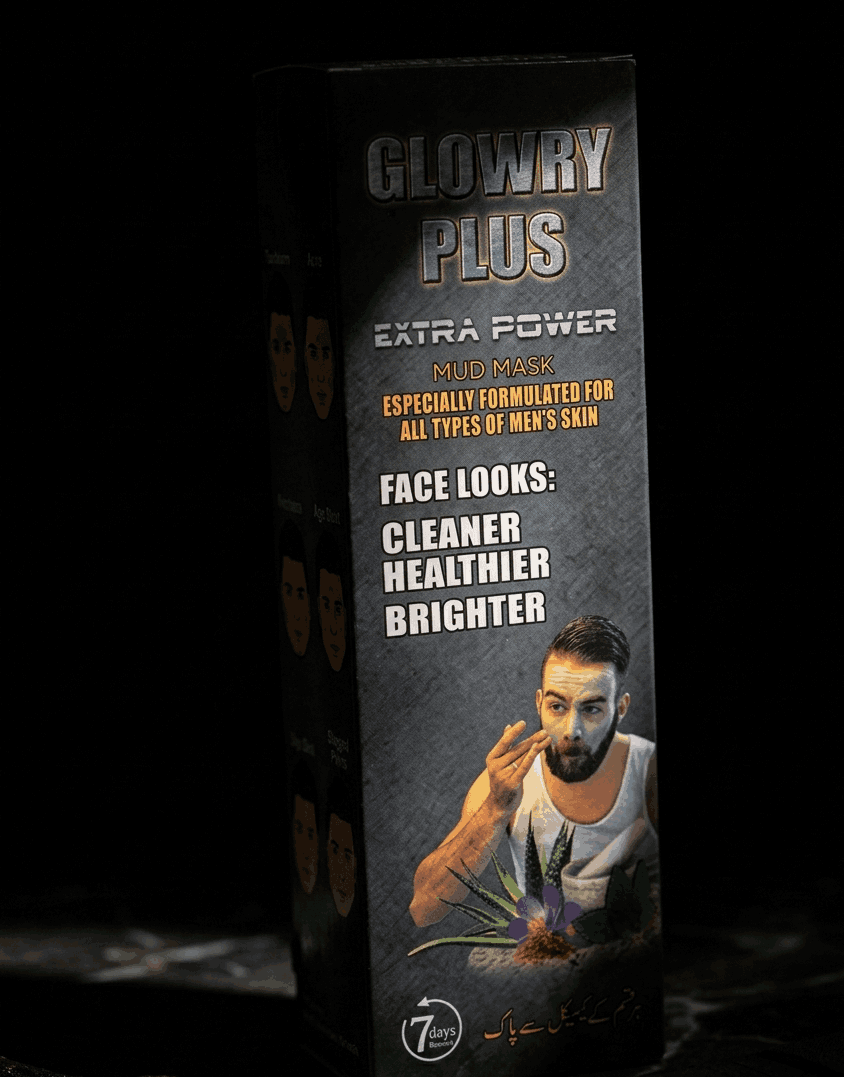 GLOWRY PLUS Extra Power Mud Mask for Men | Deep Pore Cleanser & Oil Control Face Mask | Natural Skin Brightening & Cooling Mud Mask - Image 2