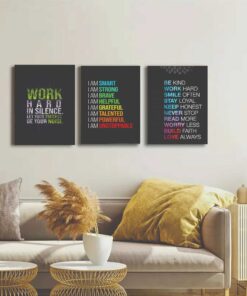 Set Of 3 Motivational Sticky Canvas Frames For Wall Decore / Sticky Phototiles