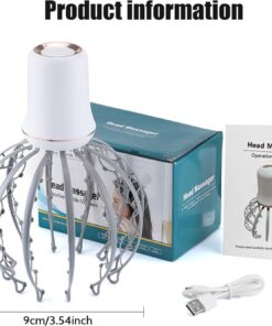 Electric Scalp Massager Octopus Shaped Scalp Massager with 12 Claws 500mAh 3 Mode Scalp Massage Tool with Handle Compact Head Massager for Stress/Headache Relief & More