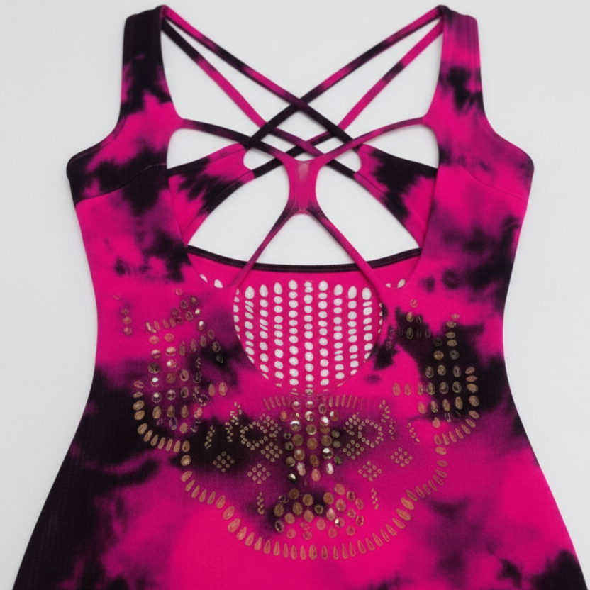 Exotic Criss-Cross Neck Tie-Dye Stocking Night Dress for Women | Seamless Mesh Nighty (Free Size) - Image 3