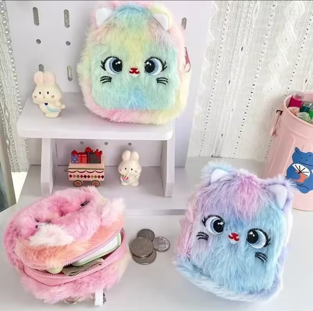 1pc Kawaii Rainbow Color Keyring Coin Purse for Girls – Cute and Portable Storage Accessory- Random Colour - Image 3