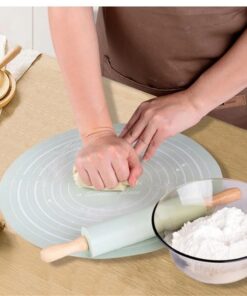 Silicone Dough Mat With Rolling Pin Set | Extra Thick Non-Slip Baking Mat For Pizza & Bread | Random Color