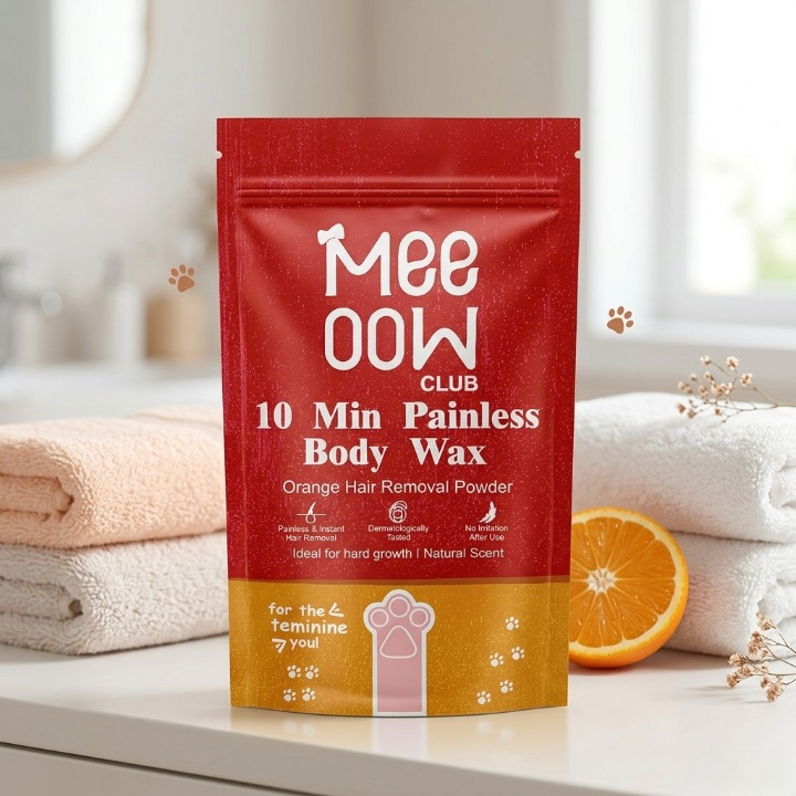Meeoow Club 10 Min Painless Body Wax – Orange Hair Removal Powder for Smooth Skin - 100g