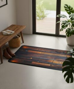 Super Absorbent Non Slip Bathroom Floor Mat Elegant Wooden Design Premium Quality 23 × 15 Inch
