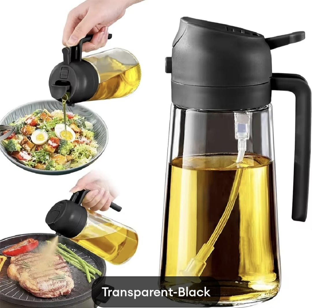 470ml Kitchen Glass Oil Sprayer Bottle | 2?in?1 Olive Oil Dispenser | Transparent Premium Quality ( Random Colour) - Image 4