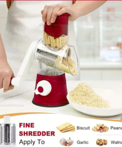 New Vegetable Cutter & Slicer Manual Kitchen Cheese Chopper Machine With 3 Sharp Drums Multifunctional Garlic Potato Shredder For Easy Food Preparation (Random Color)