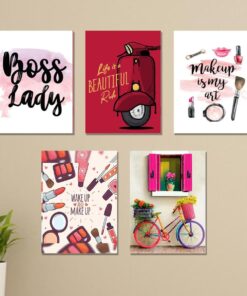 set of 5 girls room wall art sticky canvas frames / sticky phototiles