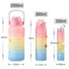 3 Pack Water Bottles With 2l Large Bottle 700mlportable Bottle And 300ml Mini Bottle Motivational (random Color) - Image 3