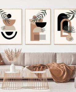 Set of 3 Abstract Wall Art Frames – 8x11" MDF Wood with Adhesive Backing